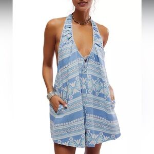 Free People Fisher V-Neck Sleeveless Mini Dress